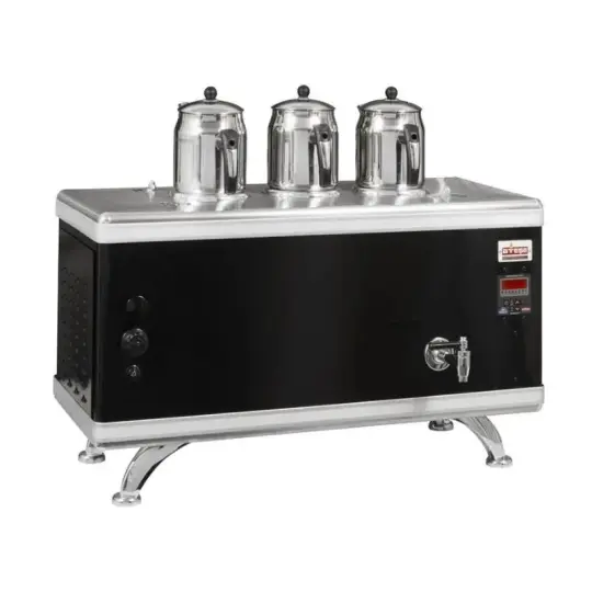 Ateşe Titanium Compact Akıllı Dijital Çay Kazanı, Statik Boyalı, Gazlı Elektrikli, 3 Demlikli