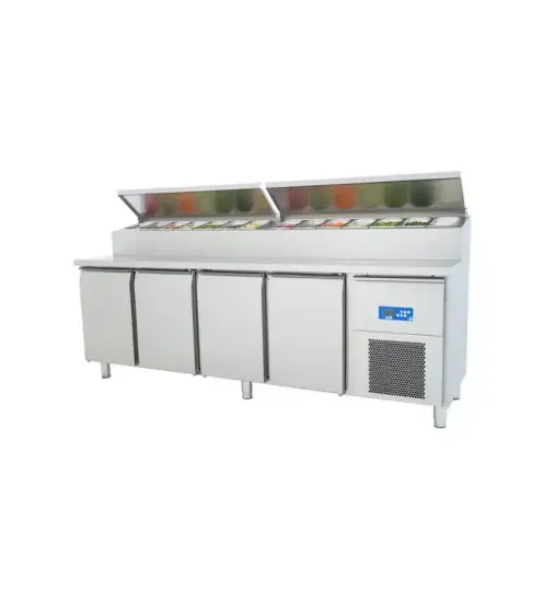Öztiryakiler 4 Kapılı Tezgah Tip Buzdolabı Pizza Hazırlık Tablalı 240x70 Cm 625 Lt