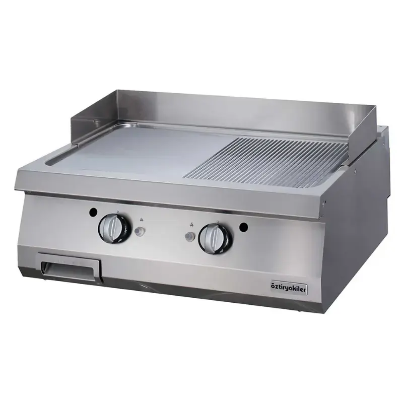   Öztiryakiler Set Üstü Grill Plate Yarı Oluklu Gazlı 80x90x30 Cm - 1