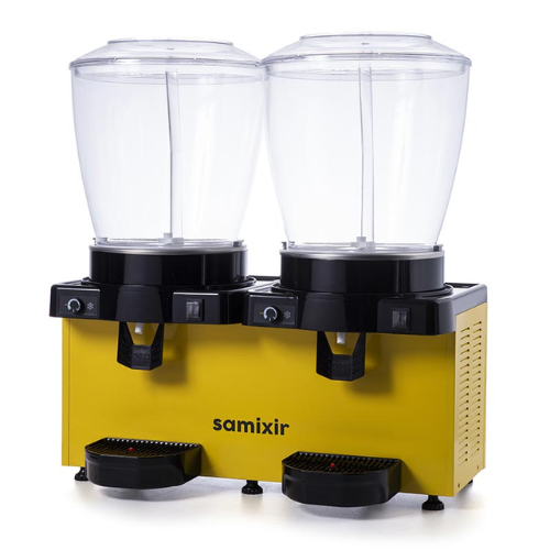 Samixir Twin Soğuk İçecek Dispenseri, 22+22 L, Panaromik, Analog, Fıskiyeli, Sarı - 2
