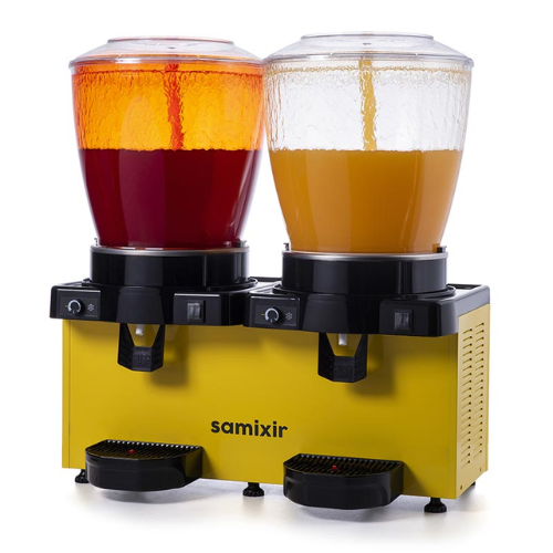 Samixir Twin Soğuk İçecek Dispenseri, 22+22 L, Panaromik, Analog, Fıskiyeli, Sarı - 1