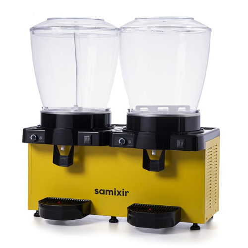 Samixir Twin Soğuk İçecek Dispenseri, 22+22 L, Panaromik, Analog, Fıskiyeli ve Karıştırıcılı, Sarı - 2