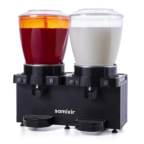 Samixir Twin Soğuk İçecek Dispenseri, 22+22 L, Panaromik, Analog, Fıskiyeli ve Karıştırıcılı, Siyah - 1