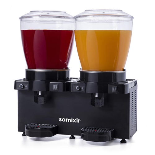 Samixir Twin Soğuk İçecek Dispenseri, 22+22 L, Panaromik, Analog, Karıştırıcılı, Siyah - 1