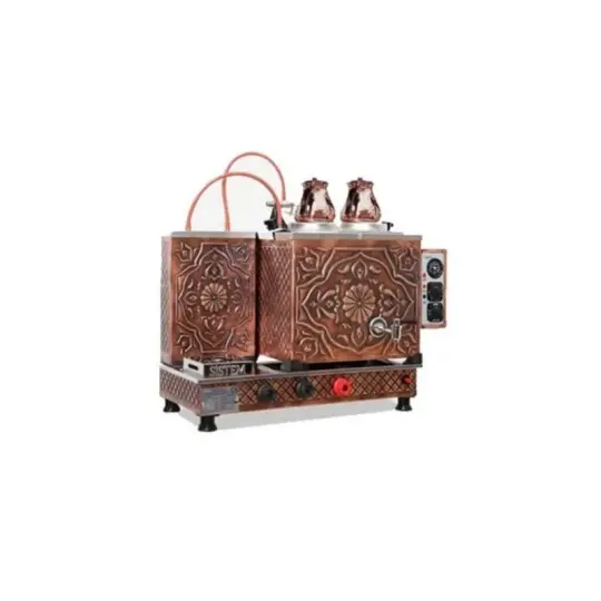 Sistem ÇO2TOB Tam Otomatik Çay Ocağı-2 demlik kapasiteli-Bakır işlemeli