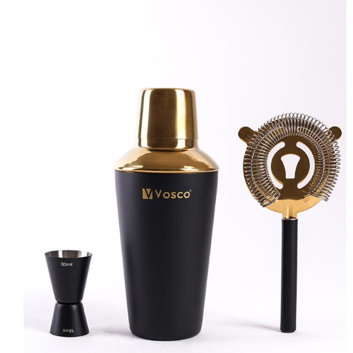 Vosco VSCG-3 3 Parça Golden Bar Kokteyl Seti, Siyah - 1